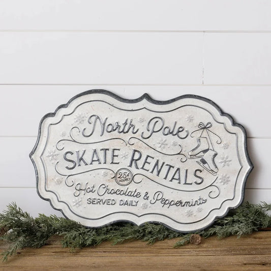 "North Pole Skate Rentals" Sign