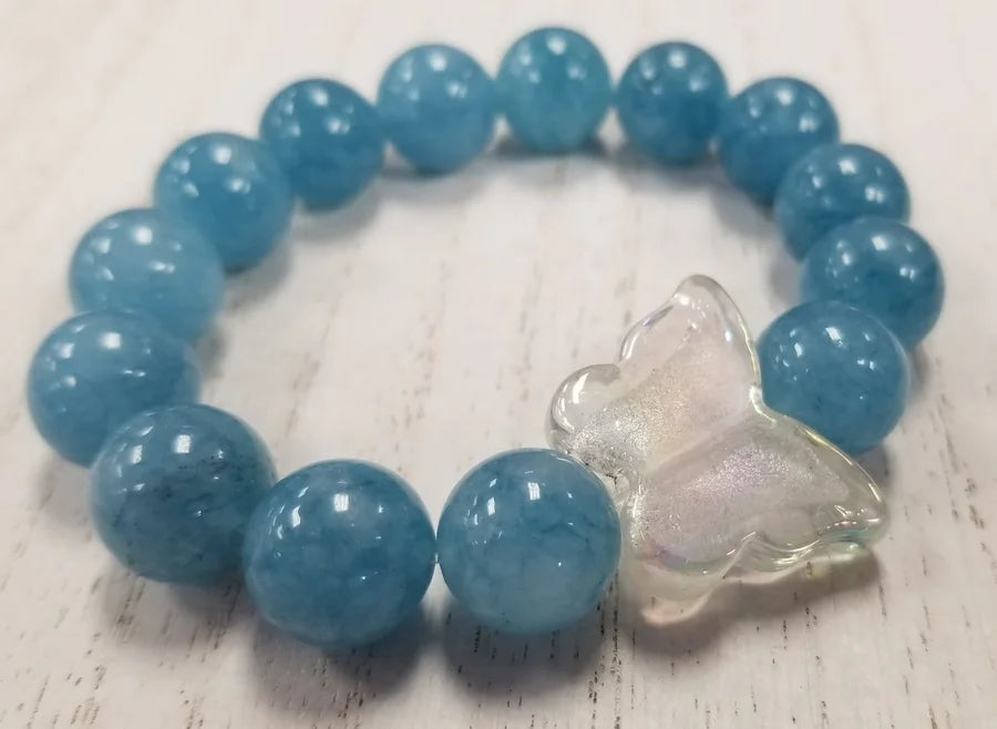 BLUE CHALCEDONY BEAD BRACELET