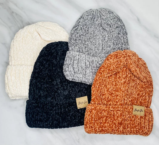 Boujie Bee Chenille Ribbed Beanie (Multiple Colors)