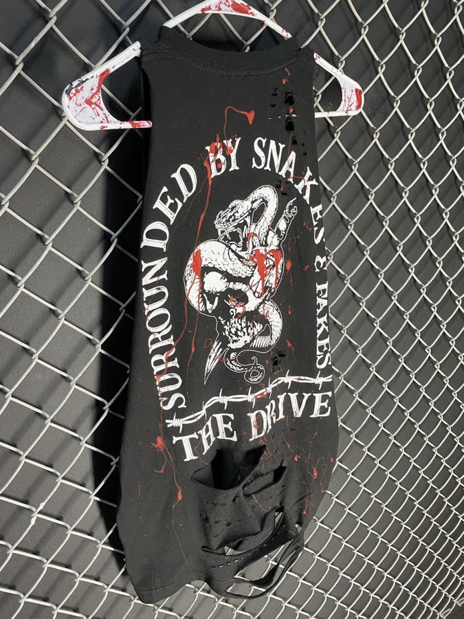 "Surrounded By Snakes & Fakes" Blood Splatter Tank Top