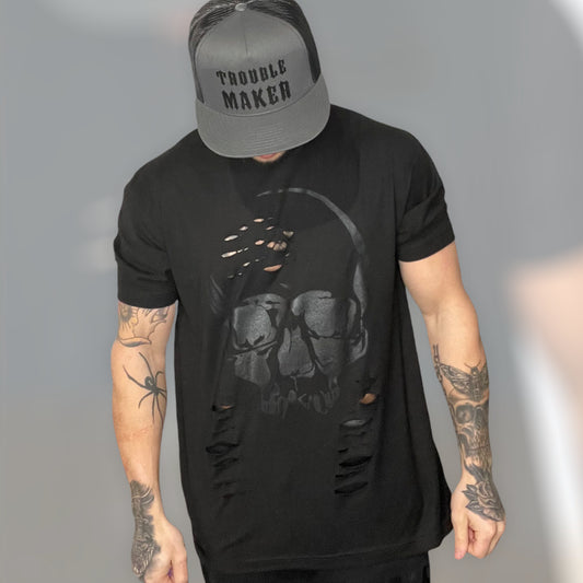 "Murdered Out Skull" Road Rash Tee