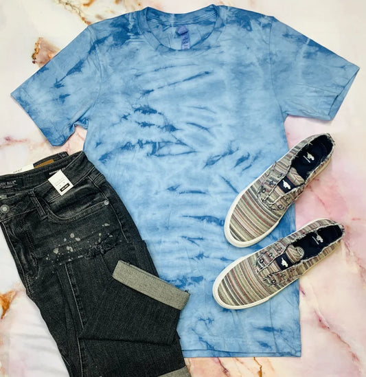 BELLA CANVAS SKY BLUE TIE DYE SHORT SLEEVE TOP