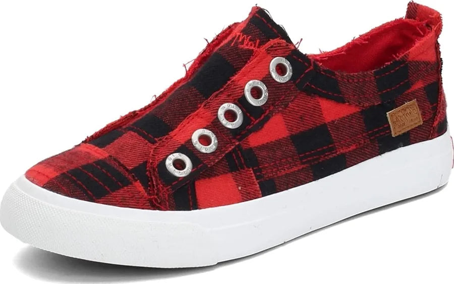 "Play" Red Buffalo Plaid Shoes by Blowfish (Kids)