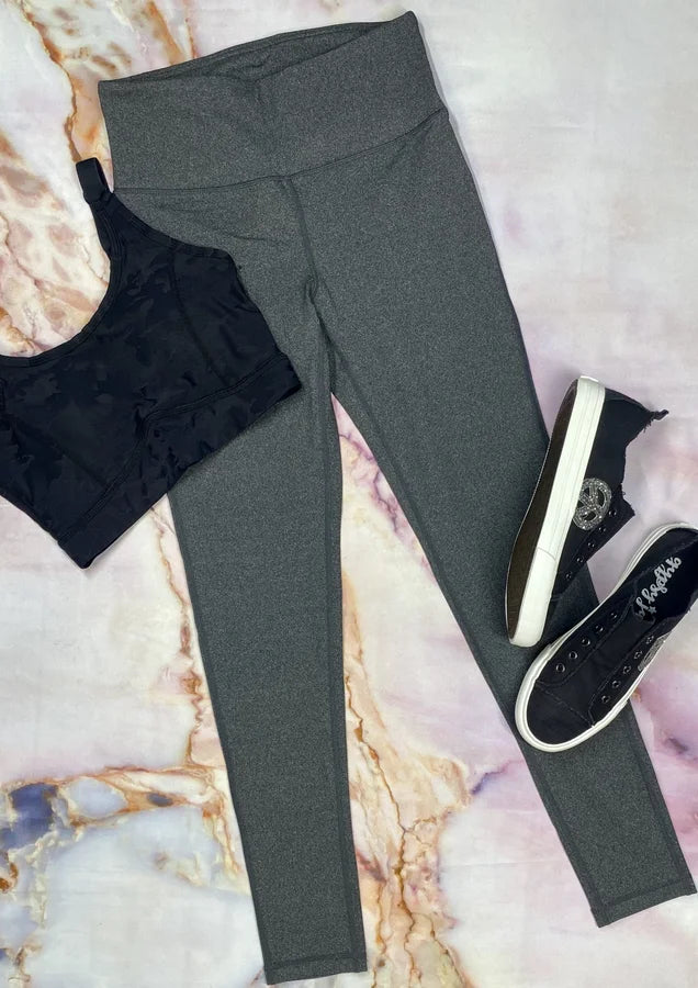 MONO B GREY HIGHWAISTED ESSENTIAL SOLID LEGGINGS