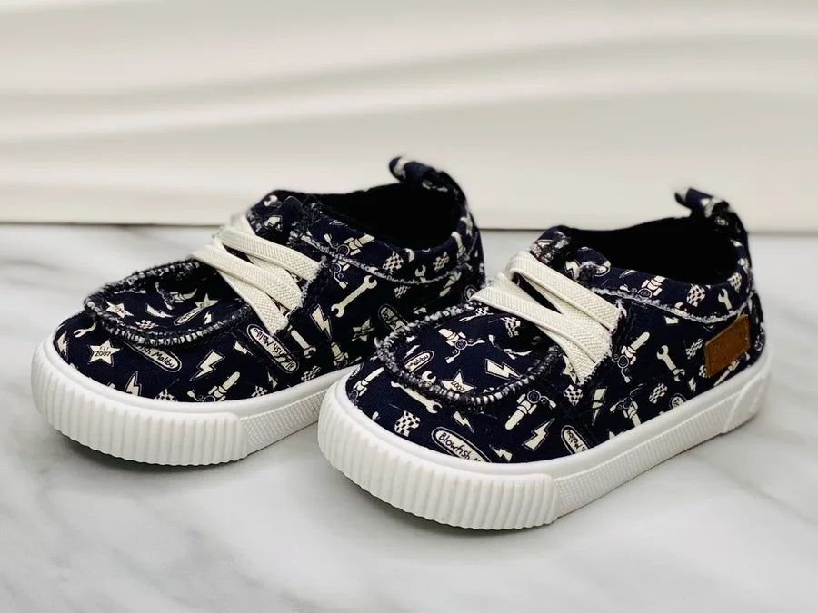 "Finn" Graphite Motor Club Canvas Shoes by Blowfish (Toddlers)