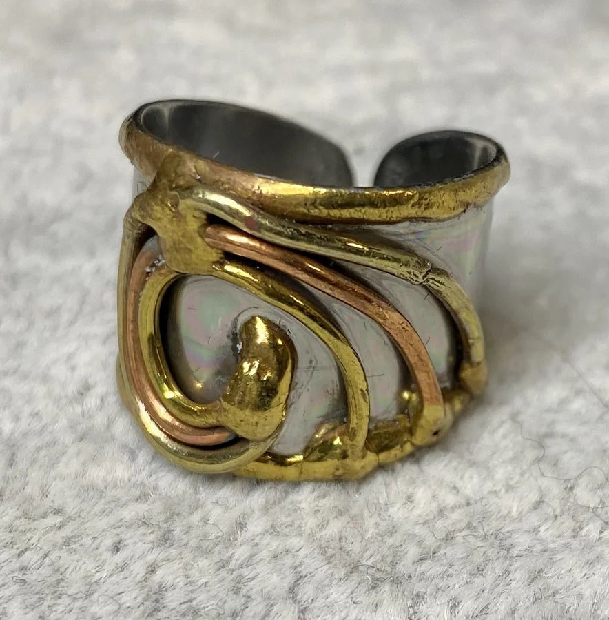 ANJU MIXED METAL SWIRL DESIGN CUFF RING