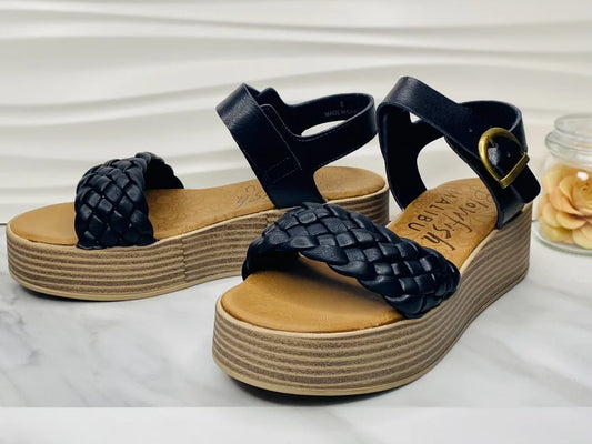 "Lapaz" Black Platform Sandals by Blowfish