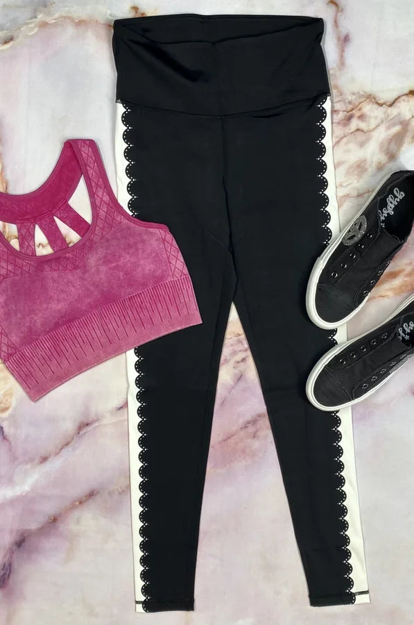 MONO B  ECO FRIENDLY ART DECO LASER CUT HIGH WAIST LEGGINGS