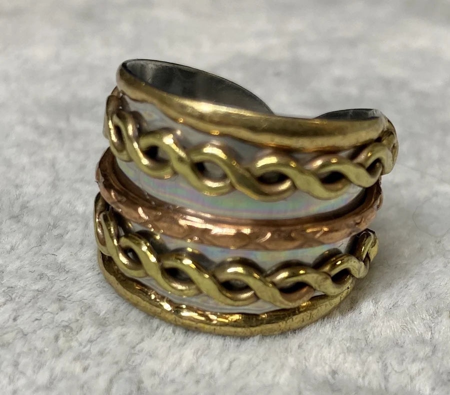 ANJU MIXED METAL ROPE DESIGN CUFF RING