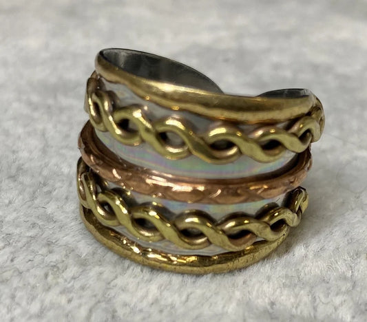 ANJU MIXED METAL ROPE DESIGN CUFF RING