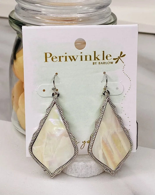 Silver Mother of Pearl Teardrop Earrings by Periwinkle