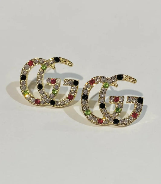 Gold Plated Multicolor Crystal Post Earrings