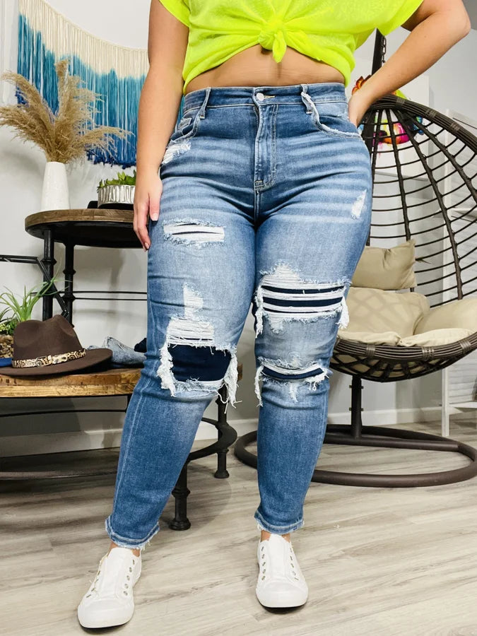 "Rock All Night" High-Rise Straight Jeans - Reg/Plus