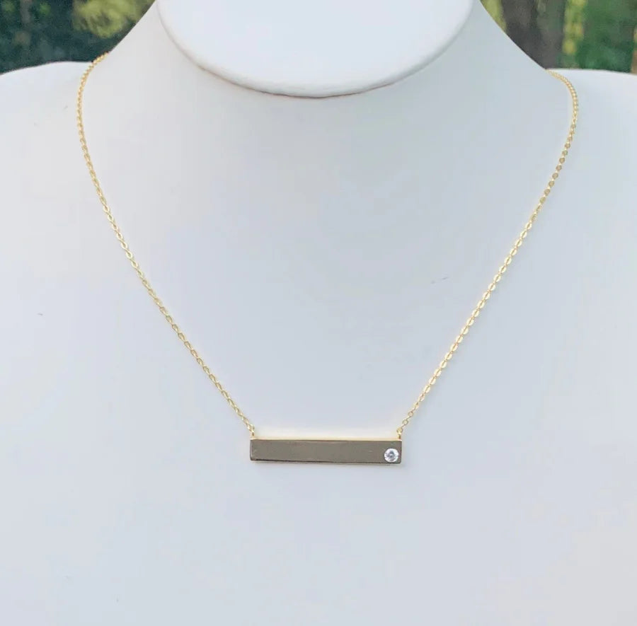 Sterling Silver Gold Plated Bar Necklace - 16-18"