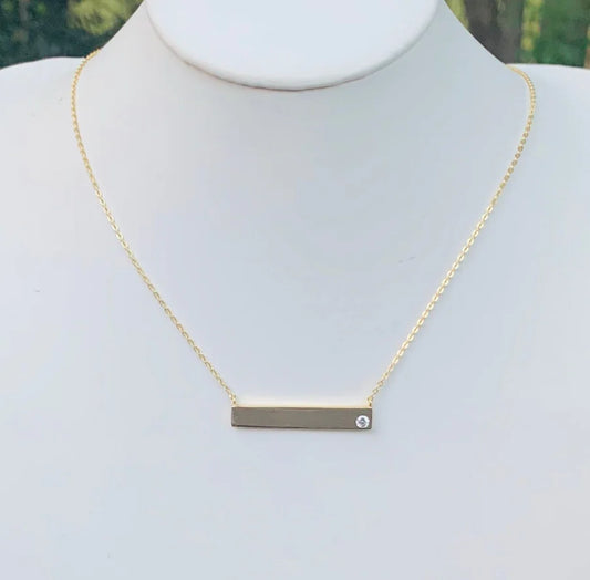 Sterling Silver Gold Plated Bar Necklace - 16-18"