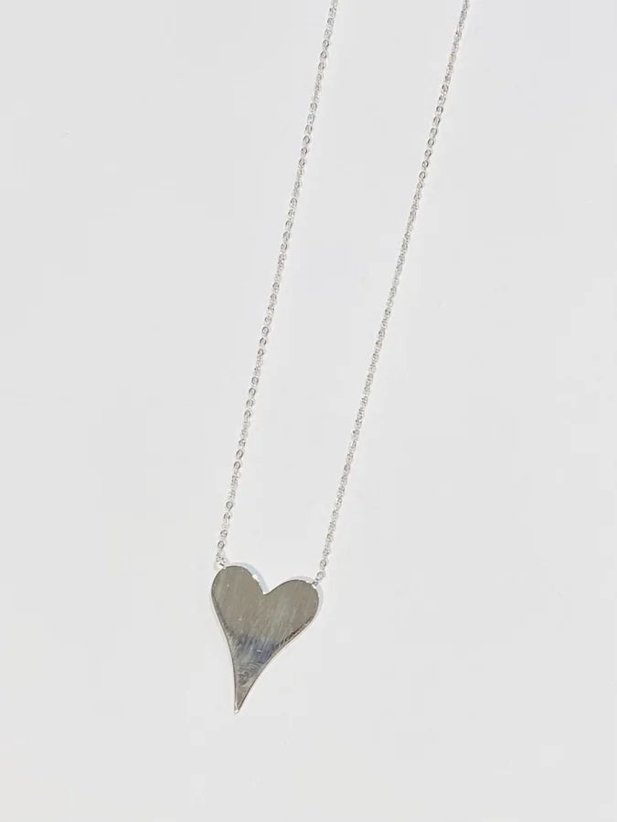 Sterling Silver Plain Fancy Heart Necklace - 16" +2