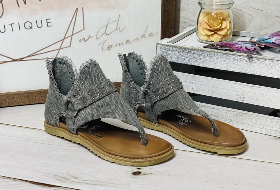 "Journey" Grey Studded Sandals - Gypsy Jazz