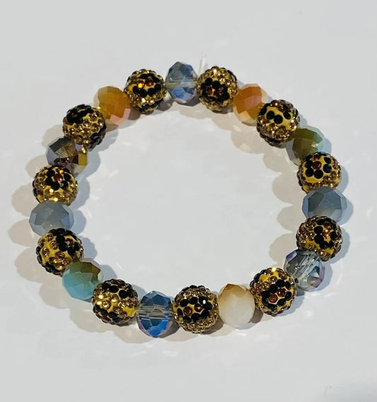 Multicolor Leopard Crystal Beaded Bracelet