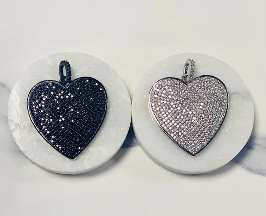 Pave Crystal Heart Pendants (Medium)