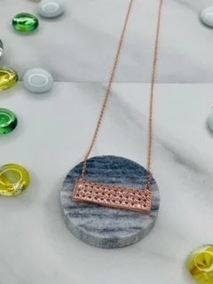 18" Rose Gold Necklace with Pave CZ Crystal Bar