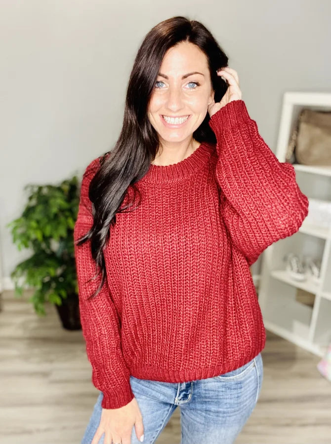 Reg/Plus Burgundy Knit Sweater