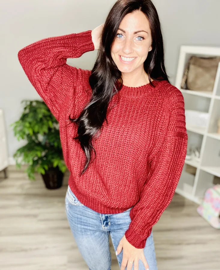 Reg/Plus Burgundy Knit Sweater