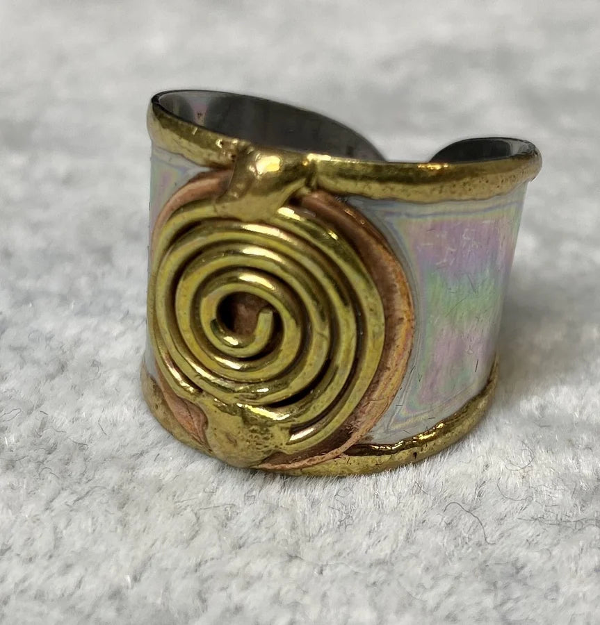 ANJU MIXED METAL BIG SWIRL DESIGN CUFF RING