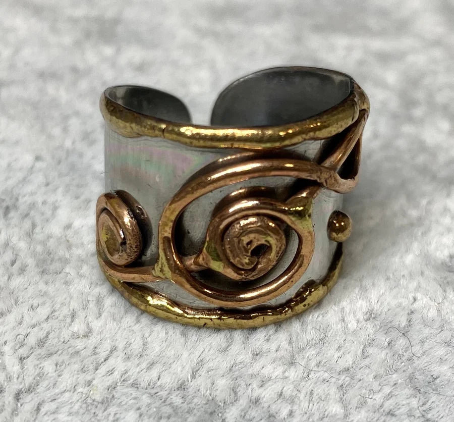 ANJU MIXED METAL MULTI SWIRL DESIGN CUFF RING