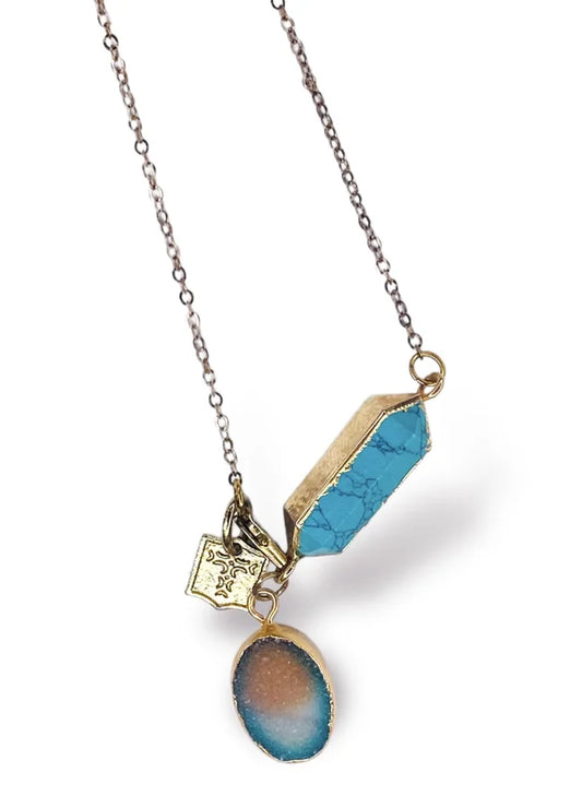 Teal Druzy Necklace