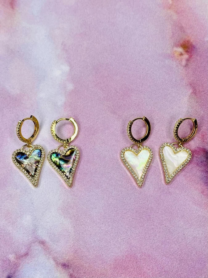 18 Kt. Gold Plated Pave CZ Heart Drop Earrings