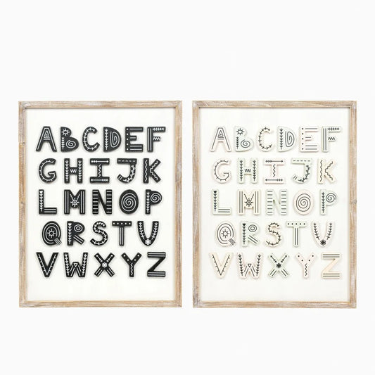 Alphabet Wooden Framed Sign - Reversible