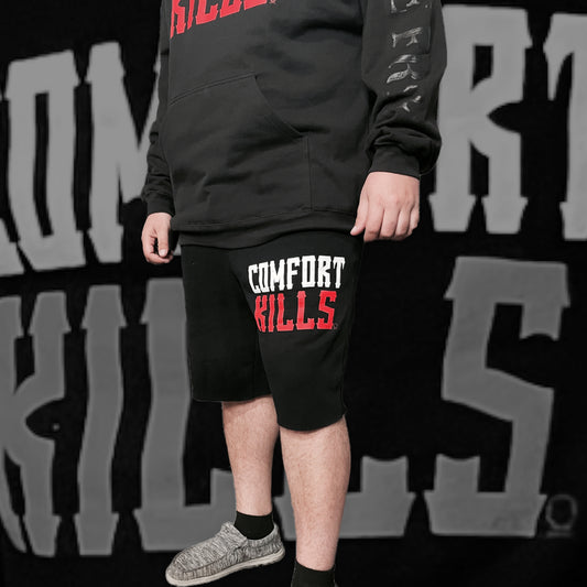 "Comfort Kills" Black Jogger Shorts