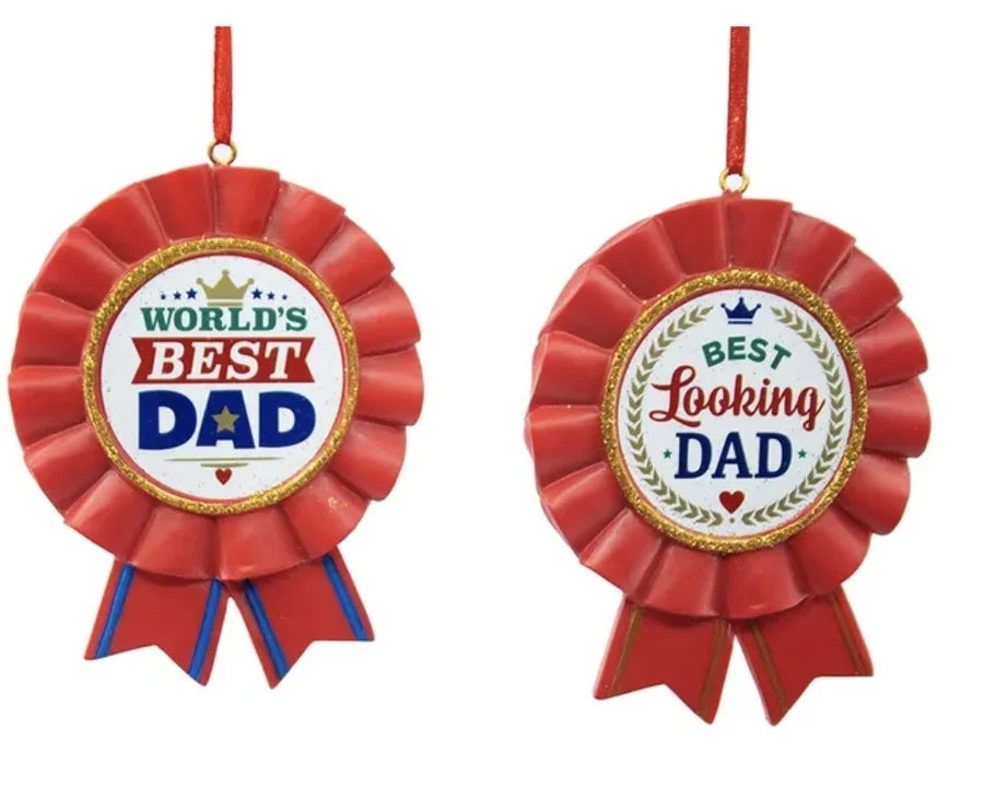 Ribbon Award For Dad Ornaments (Multiple Styles)