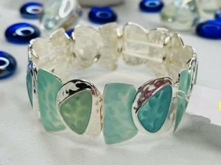 Multi-Shaped Blue & Silver Bracelet by Periwinkle