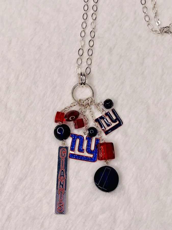 NY Giants Long Multi-Charm Fashion Necklace