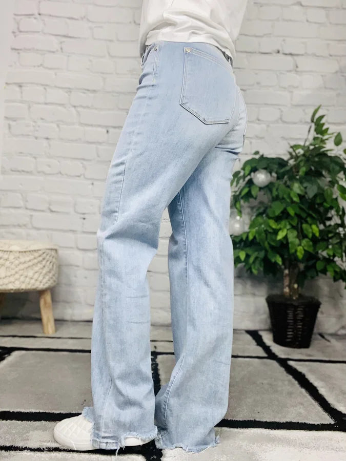 Judy Blue - "Claire" Light Blue High-Waisted Straight Leg Jeans - Reg/Plus