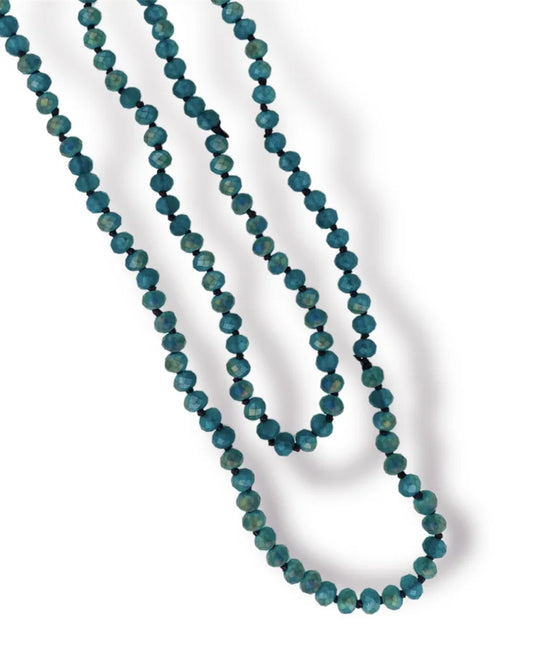 Blue & Green Long Necklace w/ Multi Faceted Beads