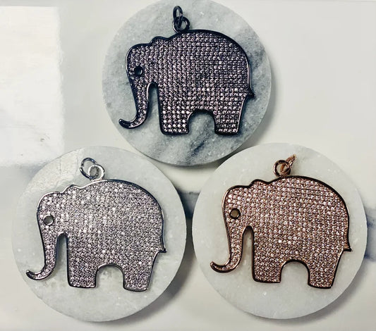 Pave Crystal Elephant Pendants (Large)