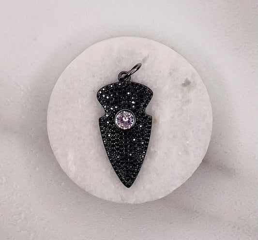 Black Crystal Arrowhead Pendant (Medium)