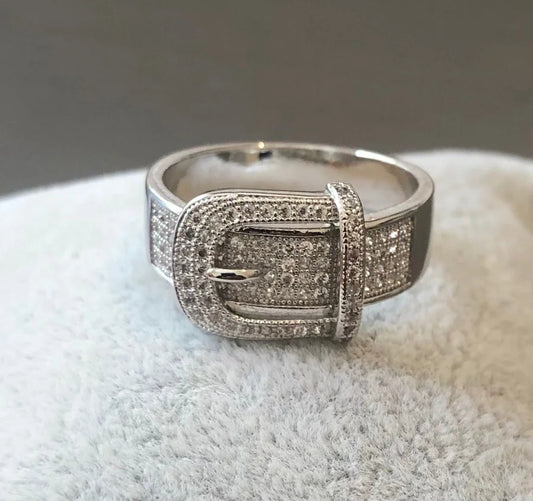 Cubic Zirconia Pave Buckle Ring