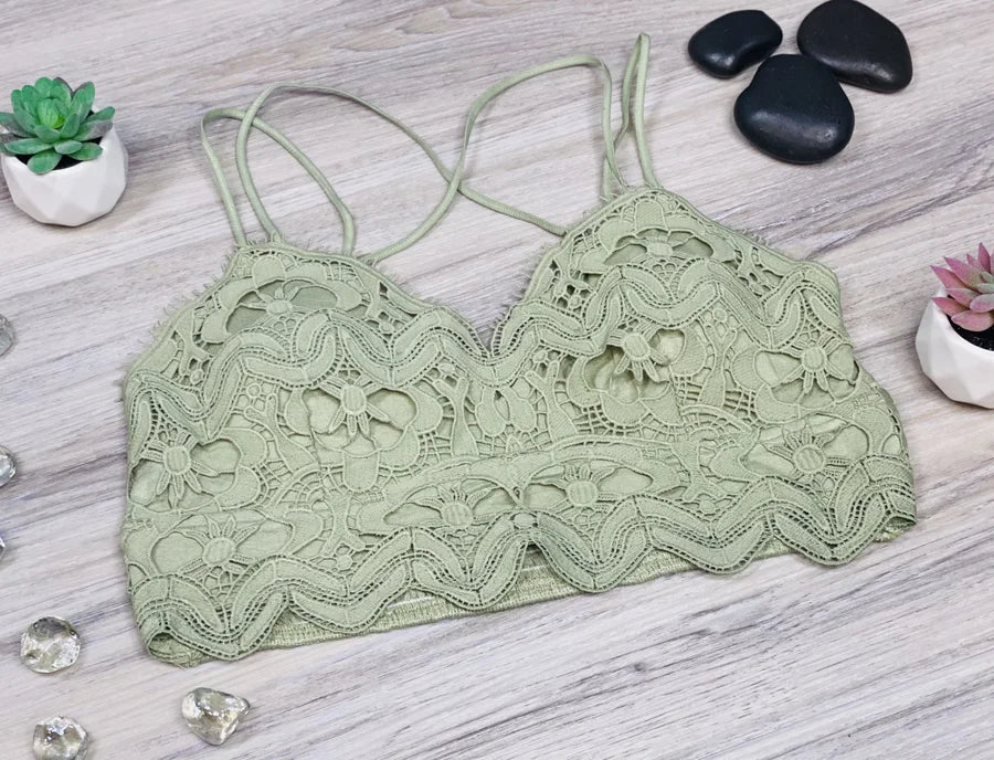 Reg. Light Olive Crochet Lace Bralette