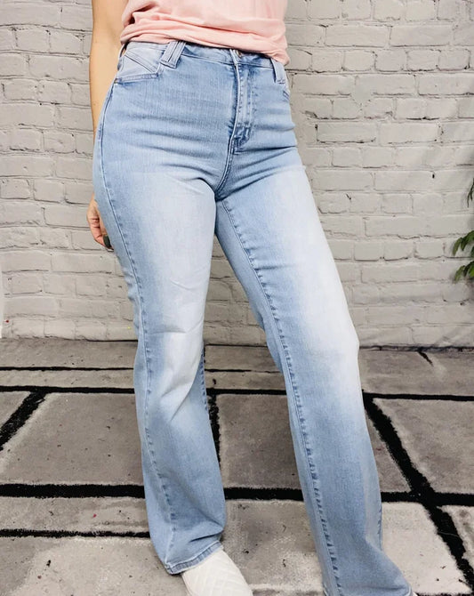 Judy Blue - "Anne" Light Blue High-Waisted Wide Leg Jeans - Reg/Plus