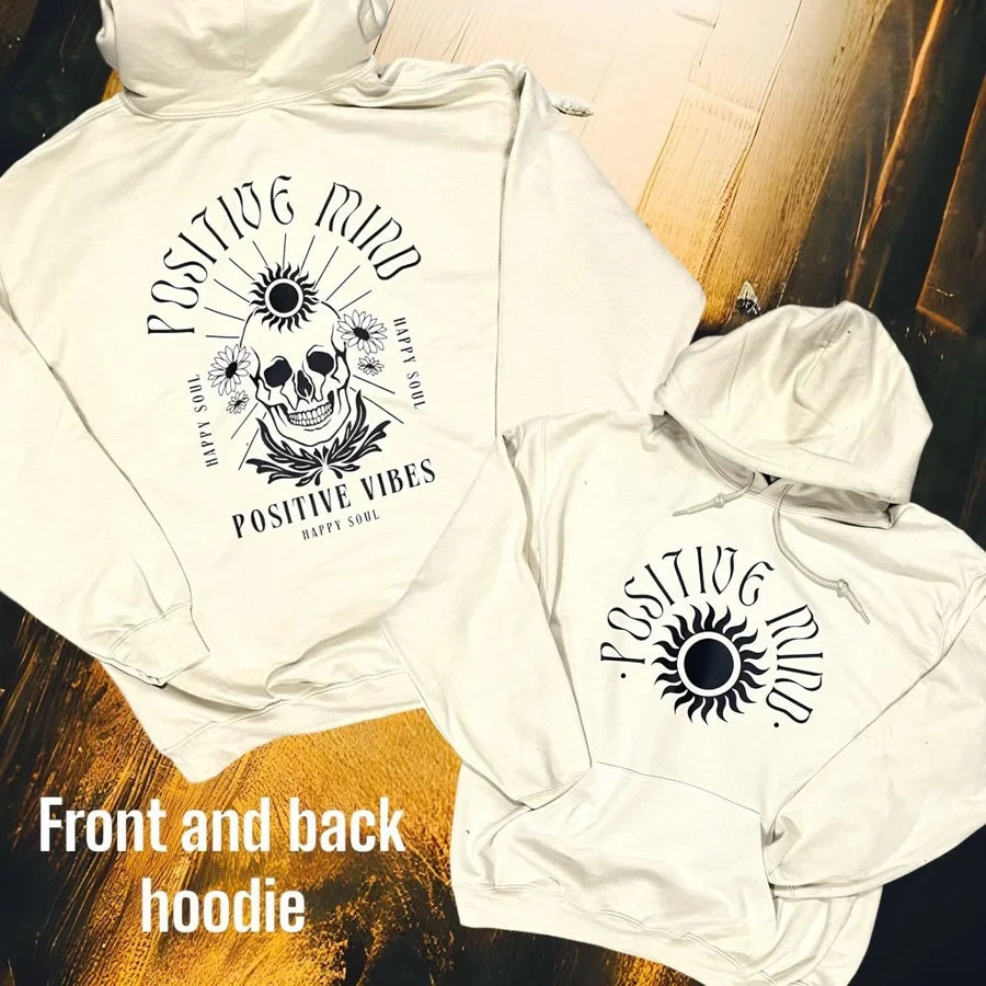 "Positive Mind Positive Vibes" Graphic Hoodie