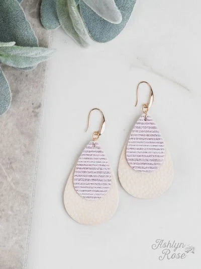 Show Your Stripes Glitter Stripe Double Teardrop Leather Earrings