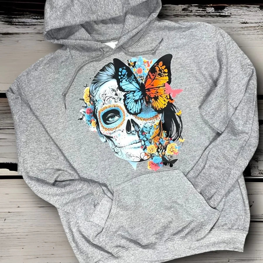 "Sugar Skull Butterfly" Short Sleeve/Long Sleeve/Crewneck Sweatshirt/Hoodie