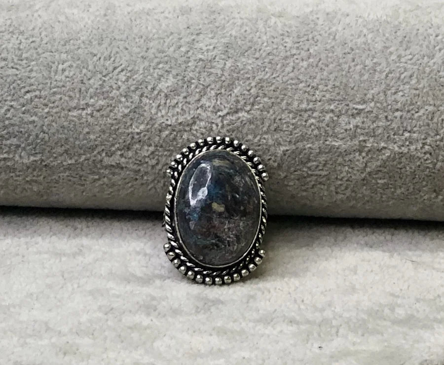 African Azure Silver Ring