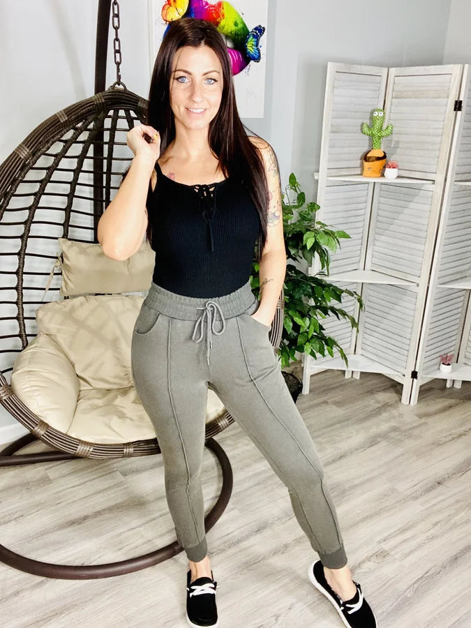 Reg/Plus Dark Olive Washed Joggers