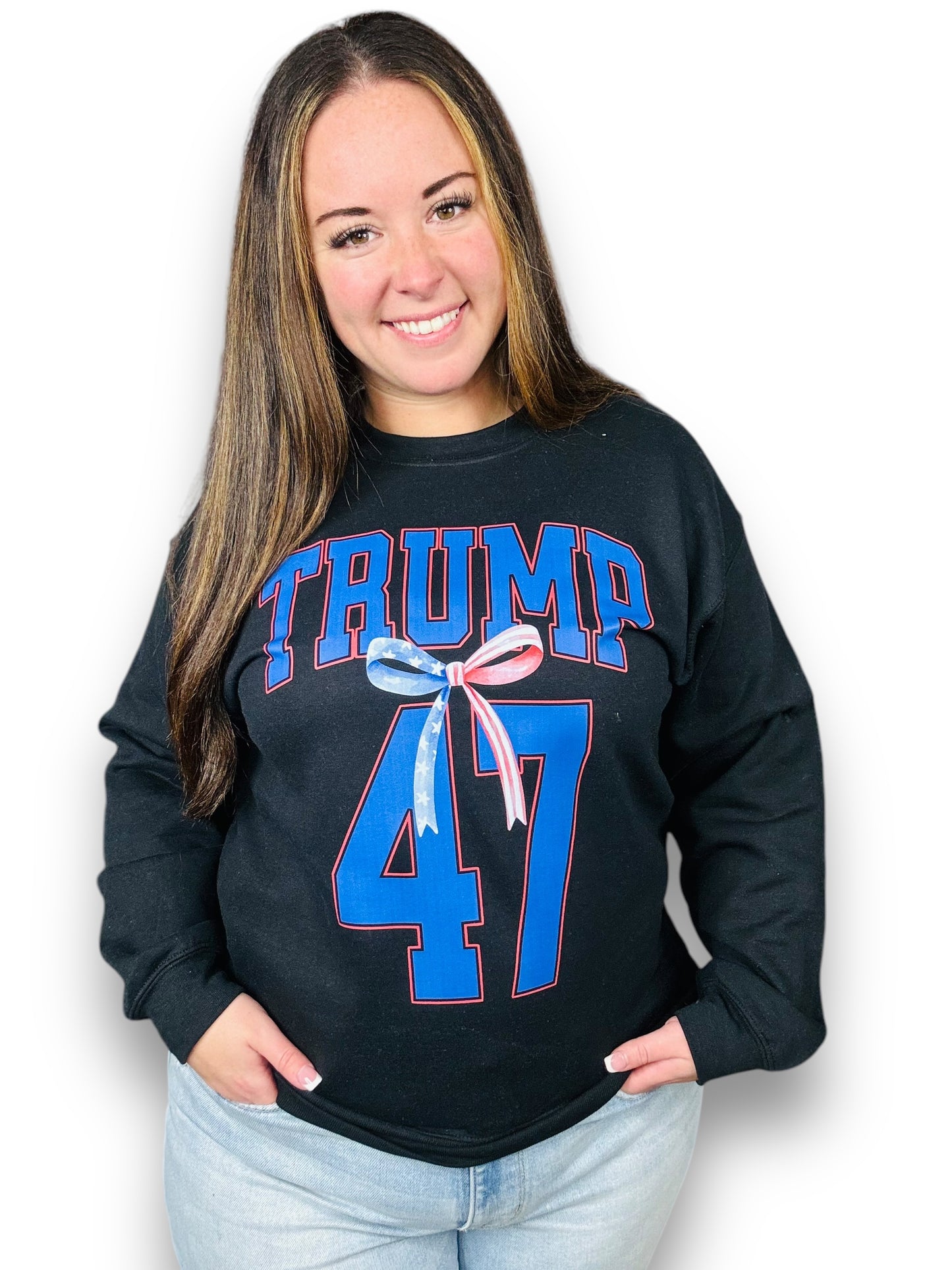 "Trump 47 Bow" Graphic Crewneck Sweatshirt