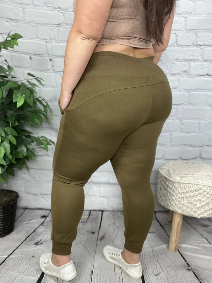 Golden Olive Knit Joggers - Reg/Plus