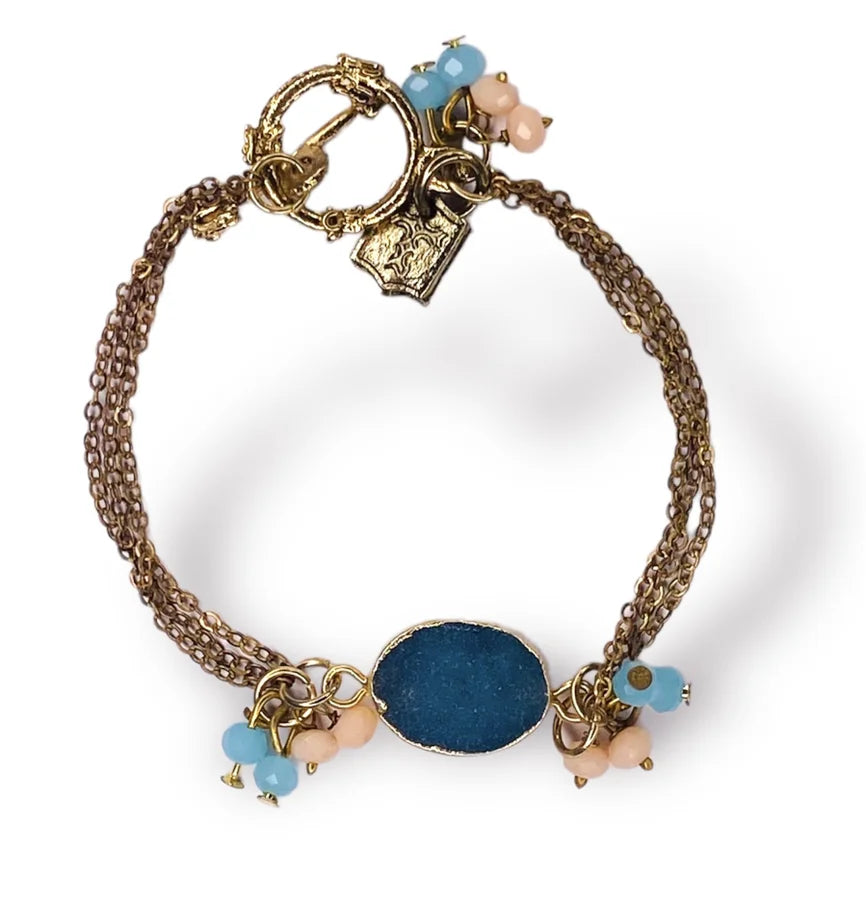 Blue Druzy Toggle Bracelet